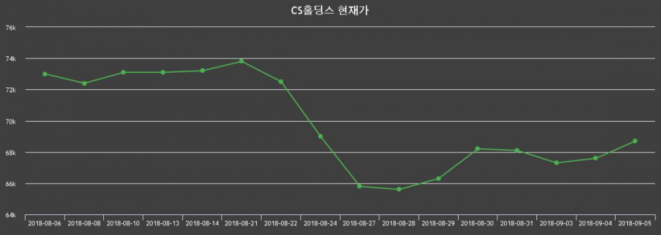 ▲지난 30영업일 동안 CS홀딩스 종목 종가정보