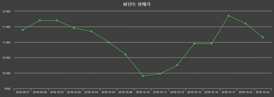 ▲지난 30영업일 동안 비덴트 종목 종가정보