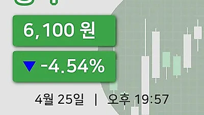 주식마감흥국 25일 6,100원 장 마쳐