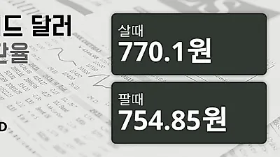 20일 뉴질랜드 달러 살때 770.1원, 팔때 754.85원 ▼-1.53%감소