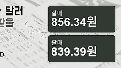 16일 캐나다 달러 살때 856.34원, 팔때 839.39원 ▼-0.87%감소
