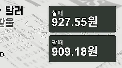 13일 캐나다 달러 살때 927.55원, 팔때 909.18원 ▲0.32%상승