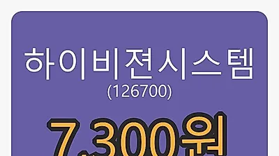 5일 하이비젼시스템마감가 7,300원, -8.86% 변동..
