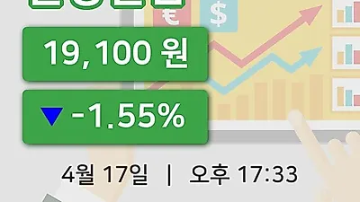 국내주식마감일정실업 17일 19,100원 장 마쳐그래프분석