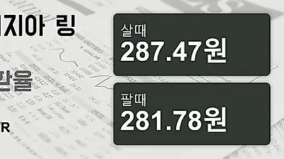 말레이시아 9일 링기트 살때 287.47원, 팔때 281.78원 ▲0.57%상승