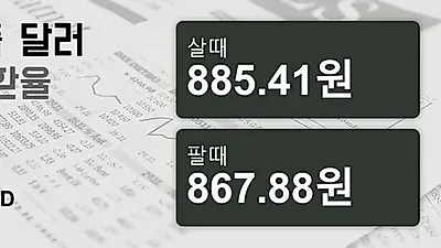 13일 싱가폴 달러 살때 885.41원, 팔때 867.88원 ▲0.43%상승