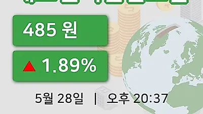 국내주식마감에스앤씨엔진그룹 28일 485원 장종료그래프복습 및 분석