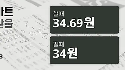 31일 태국 바트 살때 34.69원, 팔때 34원 ▼-0.29%감소