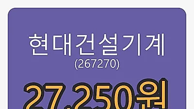 현대건설기계마감가 27,250원 -0.37프로 변동..
