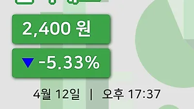 주식마감인디에프 12일 2,400원 장종료...