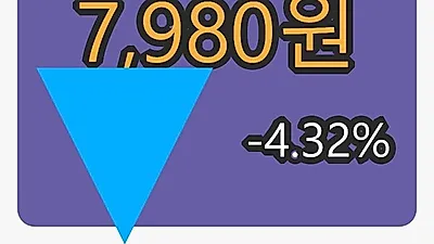 토니모리 6일 마감가 7,980원 전일대비 -4.32% 변동..