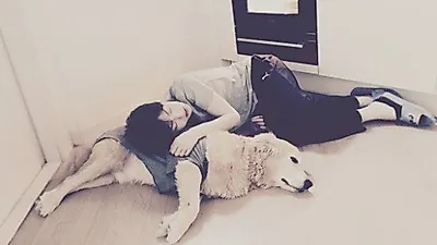 안재현, 자기 몸만한 강아지 기대 누워 "사랑해주셔서 감사합니다 "