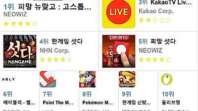 [9월 전체 앱 차트]애플, 구글 플레이스토어 어플순위