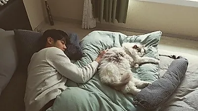 강민혁, 반려묘와 다정다감하게 낮잠 자는 중 "이불 밖은 위험해!"