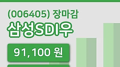 주식마감삼성SDI우 9일 91,100원 장 마쳐...