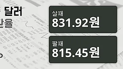 22일 싱가폴 달러 살때 831.92원, 팔때 815.45원 ▲0.46%상승