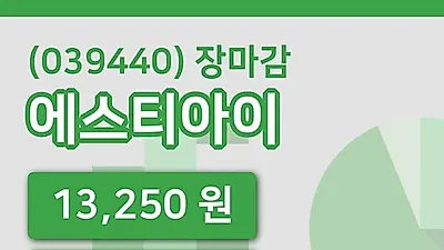 국내주식마감에스티아이 8일 13,250원 마감...