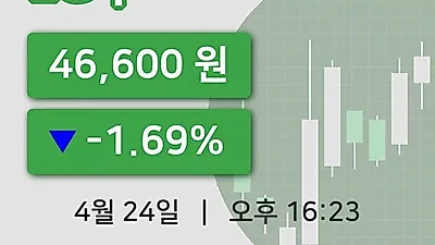 국내주식마감LG우 24일 46,600원 마감그래프종합정리
