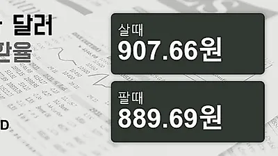 22일 캐나다 달러 살때 907.66원, 팔때 889.69원 ▼-0.68%감소