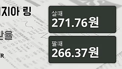 말레이시아 23일 링기트 살때 271.76원, 팔때 266.37원 ▼-0.24%감소