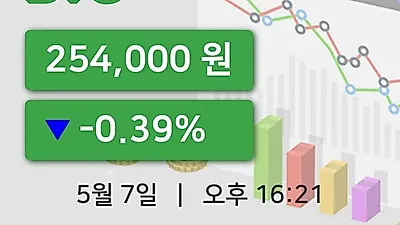 국내주식마감BYC 7일 254,000원 장 마쳐...