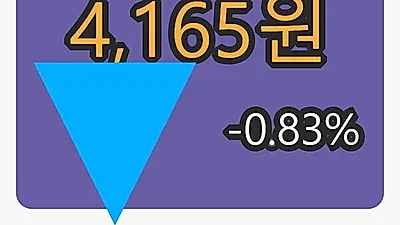 6일 제주은행마감가 4,165원 전일대비 -0.83프로등락..