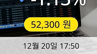 코오롱인더 20일 52,300원 장종료