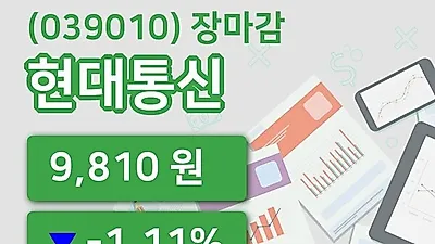국내주식마감현대통신 24일 9,810원 장 마쳐그래프분석