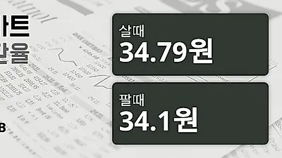 14일 태국 바트 살때 34.79원, 팔때 34.1원 ▲0.88%상승