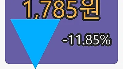 한국팩키지 5일 마감가 1,785원 -11.85퍼센트 변동..