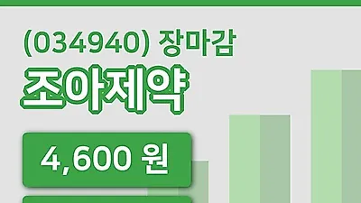 주식마감조아제약 30일 4,600원 장 마쳐