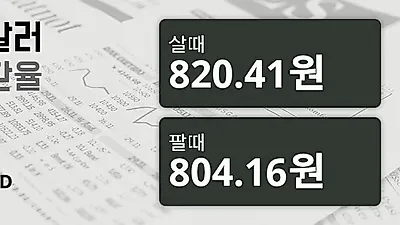 9일 호주 달러 살때 820.41원, 팔때 804.16원 ▼-0.36%감소