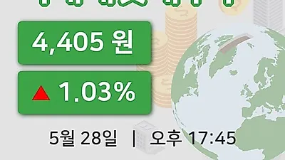 국내주식마감미래에셋대우우 28일 4,405원 장 마쳐
