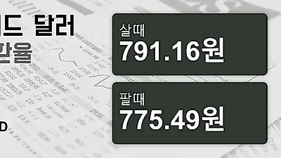 14일 뉴질랜드 달러 살때 791.16원, 팔때 775.49원 ▲0.15%상승