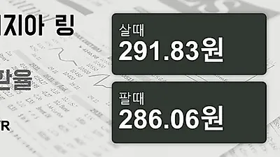 말레이시아 16일 링기트 살때 291.83원, 팔때 286.06원 ▼-0.53%감소