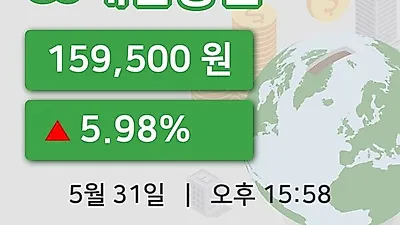 국내주식마감CJ대한통운 31일 159,500원 장 마쳐