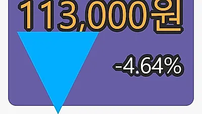 CJ제일제당 우마감가 113,000원 -4.64퍼센트 등락..