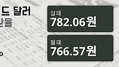 19일 뉴질랜드 달러 살때 782.06원, 팔때 766.57원 ▲0.58%상승