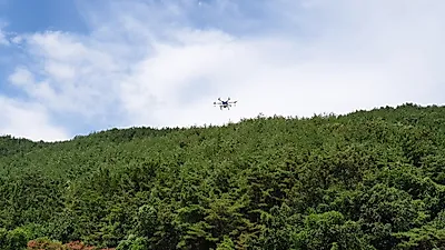 의령군, 무인드론 활용 소나무재선충병 방제...총 180㏊ 면적 진행