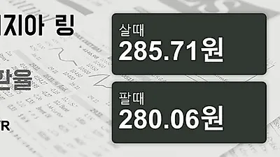 말레이시아 5일 링기트 살때 285.71원, 팔때 280.06원 ▼-0.02%감소