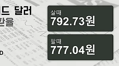 30일 뉴질랜드 달러 살때 792.73원, 팔때 777.04원 ▼-0.13%감소