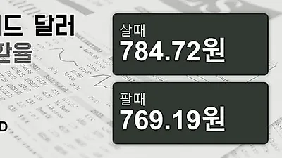 13일 뉴질랜드 달러 살때 784.72원, 팔때 769.19원 ▲0.36%상승