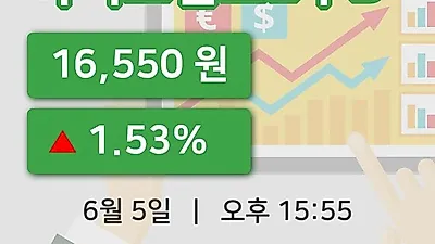 주식마감하이트진로2우B 5일 16,550원 장 마쳐그래프정리