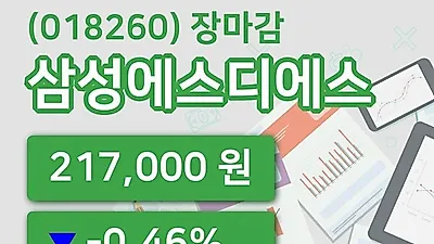 주식마감삼성에스디에스 30일 217,000원 장종료...