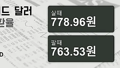 2일 뉴질랜드 달러 살때 778.96원, 팔때 763.53원 ▼-0.16%감소