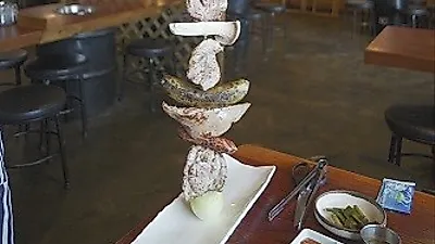 제주도 흑돼지를 왕꼬치로 특별하게, 제주 오설록 맛집 '돌담집'