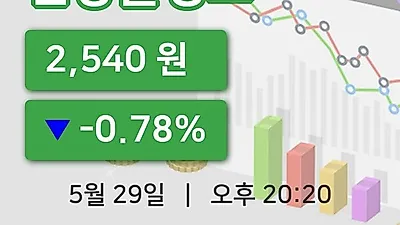 국내주식마감진양홀딩스 29일 2,540원 마감...