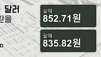 11일 싱가폴 달러 살때 852.71원, 팔때 835.82원 ▲0.01%상승