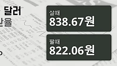 22일 싱가폴 달러 살때 838.67원, 팔때 822.06원 ▼-0.02%감소