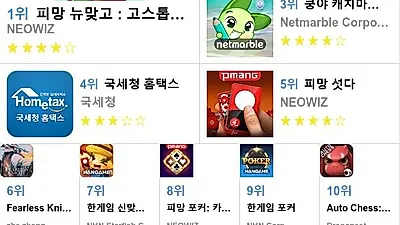 [8월 27일 앱차트]애플, 구글 플레이스토어 어플순위
